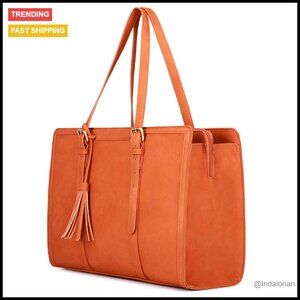 Vegan Leather Laptop Tote Bag 15.6 Inch Work Purse Business Office 3